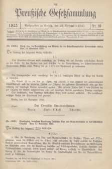 Preußische Gesetzsammlung. 1925, Nr. 37 (28 November)