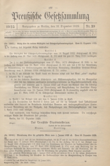 Preußische Gesetzsammlung. 1925, Nr. 39 (31 Dezember)