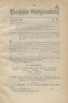 Preußische Gesetzsammlung. 1918, Nr. 33 (19 November)