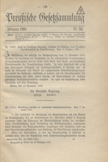 Preußische Gesetzsammlung. 1918, Nr. 34 (23 November)