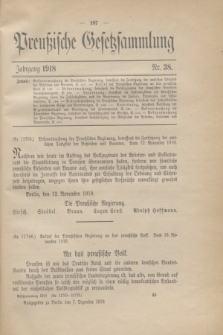 Preußische Gesetzsammlung. 1918, Nr. 38 (7 Dezember)