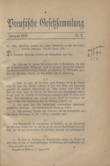Preußische Gesetzsammlung. 1919, Nr. 2 (11 Januar)