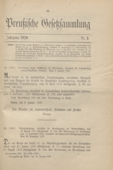Preußische Gesetzsammlung. 1920, Nr. 3 (14 Januar)
