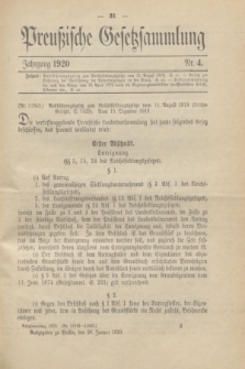 Preußische Gesetzsammlung. 1920, Nr. 4 (26 Januar)