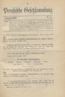 Preußische Gesetzsammlung. 1920, Nr. 8 (28 Februar)