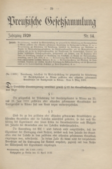 Preußische Gesetzsammlung. 1920, Nr. 14 (12 April)