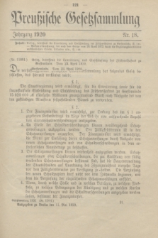 Preußische Gesetzsammlung. 1920, Nr. 18 (11 Mai)