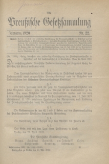 Preußische Gesetzsammlung. 1920, Nr. 22 (31 Mai)
