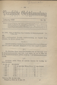 Preußische Gesetzsammlung. 1920, Nr. 25 (16 Juni)