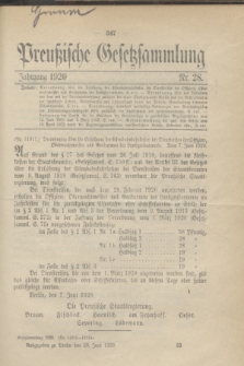 Preußische Gesetzsammlung. 1920, Nr. 28 (28 Juni)
