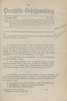 Preußische Gesetzsammlung. 1920, Nr. 29 (6 Juli)