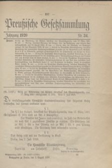 Preußische Gesetzsammlung. 1920, Nr. 34 (2 August)
