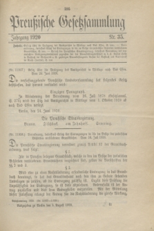 Preußische Gesetzsammlung. 1920, Nr. 35 (5 August)