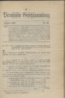 Preußische Gesetzsammlung. 1920, Nr. 36 (19 August)