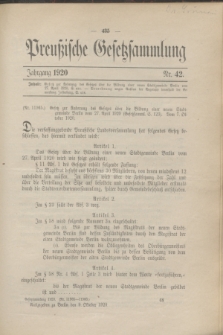 Preußische Gesetzsammlung. 1920, Nr. 42 (9 Oktober)