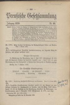 Preußische Gesetzsammlung. 1920, Nr. 48 (26 November)