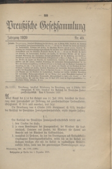 Preußische Gesetzsammlung. 1920, Nr. 49 (1 Dezember)