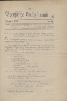 Preußische Gesetzsammlung. 1920, Nr. 51 (14 Dezember)