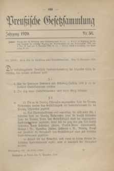 Preußische Gesetzsammlung. 1920, Nr. 56 (31 Dezember)