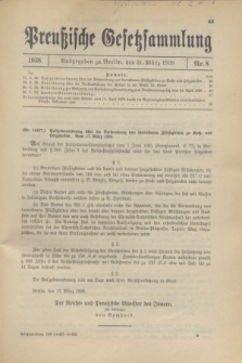 Preußische Gesetzsammlung. 1938, Nr. 8 (31 März)
