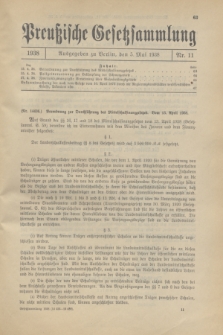 Preußische Gesetzsammlung. 1938, Nr. 11 (5 Mai)