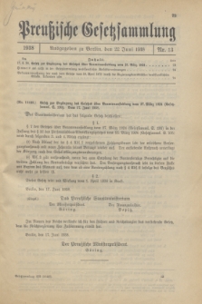 Preußische Gesetzsammlung. 1938, Nr. 13 (22 Juni 1938)