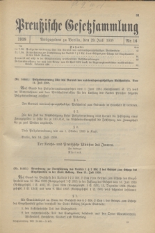 Preußische Gesetzsammlung. 1938, Nr. 16 (29 Juli)