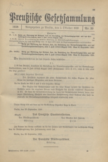 Preußische Gesetzsammlung. 1938, Nr. 20 (5 Oktober)