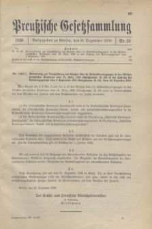 Preußische Gesetzsammlung. 1938, Nr. 25 (31 Dezember)