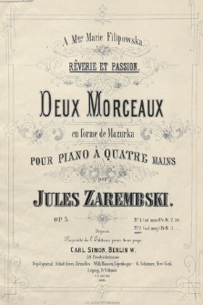 Deux morceaux en forme de mazurka : Rêverie et Passion : pour piano à quatre mains : op. 5. No. 2, Passion