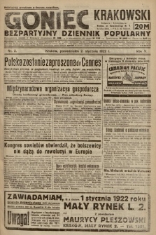 Goniec Krakowski : bezpartyjny dziennik popularny. 1922, nr 2