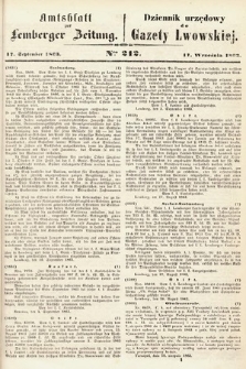 Amtsblatt zur Lemberger Zeitung = Dziennik Urzędowy do Gazety Lwowskiej. 1863, nr 212
