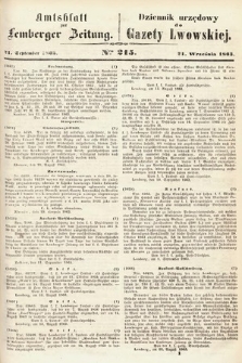 Amtsblatt zur Lemberger Zeitung = Dziennik Urzędowy do Gazety Lwowskiej. 1863, nr 215