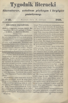Tygodnik Literacki : literaturze, sztukom pięknym i krytyce poświęcony. [T.1], № 47 (18 lutego 1839)