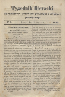 Tygodnik Literacki : literaturze, sztukom pięknym i krytyce poświęcony. [T.3], № 2 (13 stycznia 1840)