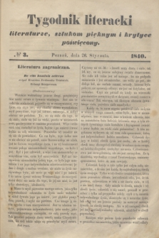 Tygodnik Literacki : literaturze, sztukom pięknym i krytyce poświęcony. [T.3], № 3 (20 stycznia 1840)