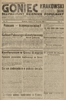 Goniec Krakowski : bezpartyjny dziennik popularny. 1922, nr 17