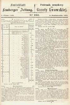 Amtsblatt zur Lemberger Zeitung = Dziennik Urzędowy do Gazety Lwowskiej. 1863, nr 230