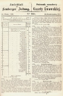 Amtsblatt zur Lemberger Zeitung = Dziennik Urzędowy do Gazety Lwowskiej. 1863, nr 231