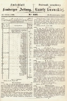 Amtsblatt zur Lemberger Zeitung = Dziennik Urzędowy do Gazety Lwowskiej. 1863, nr 232
