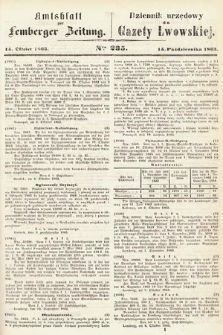 Amtsblatt zur Lemberger Zeitung = Dziennik Urzędowy do Gazety Lwowskiej. 1863, nr 235