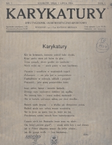 Karykatury : dwutygodnik humorystyczno - sportowy. 1924, nr 1