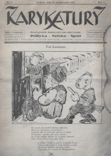 Karykatury : dwutygodnik humorystyczno - sportowy : polityka, sztuka, sport. 1924, nr 6