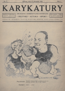 Karykatury : dwutygodnik humorystyczno - sportowy : polityka, sztuka, sport. 1924, nr 7