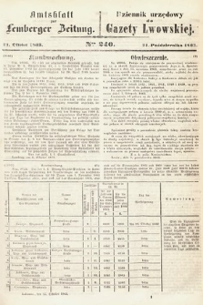Amtsblatt zur Lemberger Zeitung = Dziennik Urzędowy do Gazety Lwowskiej. 1863, nr 240