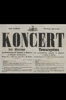 Erstes diesjahriges koncert des Vereins zur Beförderung der Tonkunst in Galizien : im städtischen Rathhaussaale : Montag den 14. Juni 1858