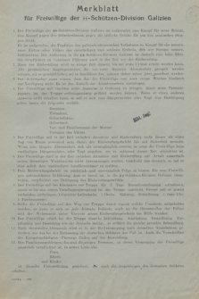 Merkblatt für Freiwillige der SS-Schützen-Division Galizien