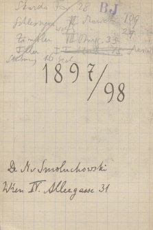Różne zapiski Mariana Smoluchowskiego z lat 1897-1898