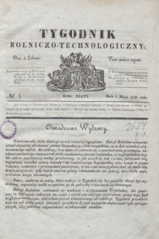 Tygodnik Rolniczo-Technologiczny. R.5, № 1 (1 maja 1839)