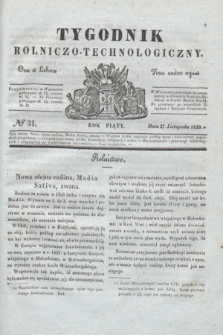 Tygodnik Rolniczo-Technologiczny. R.5, № 31 (27 listopada 1839)